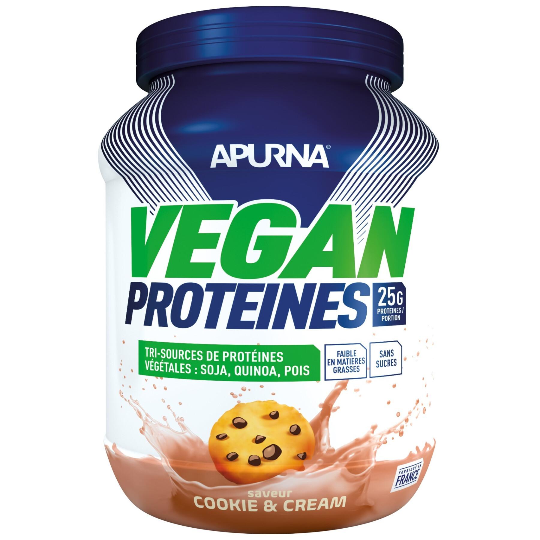 Proteína vegana Apurna Cookie and cream - Pot 600g
