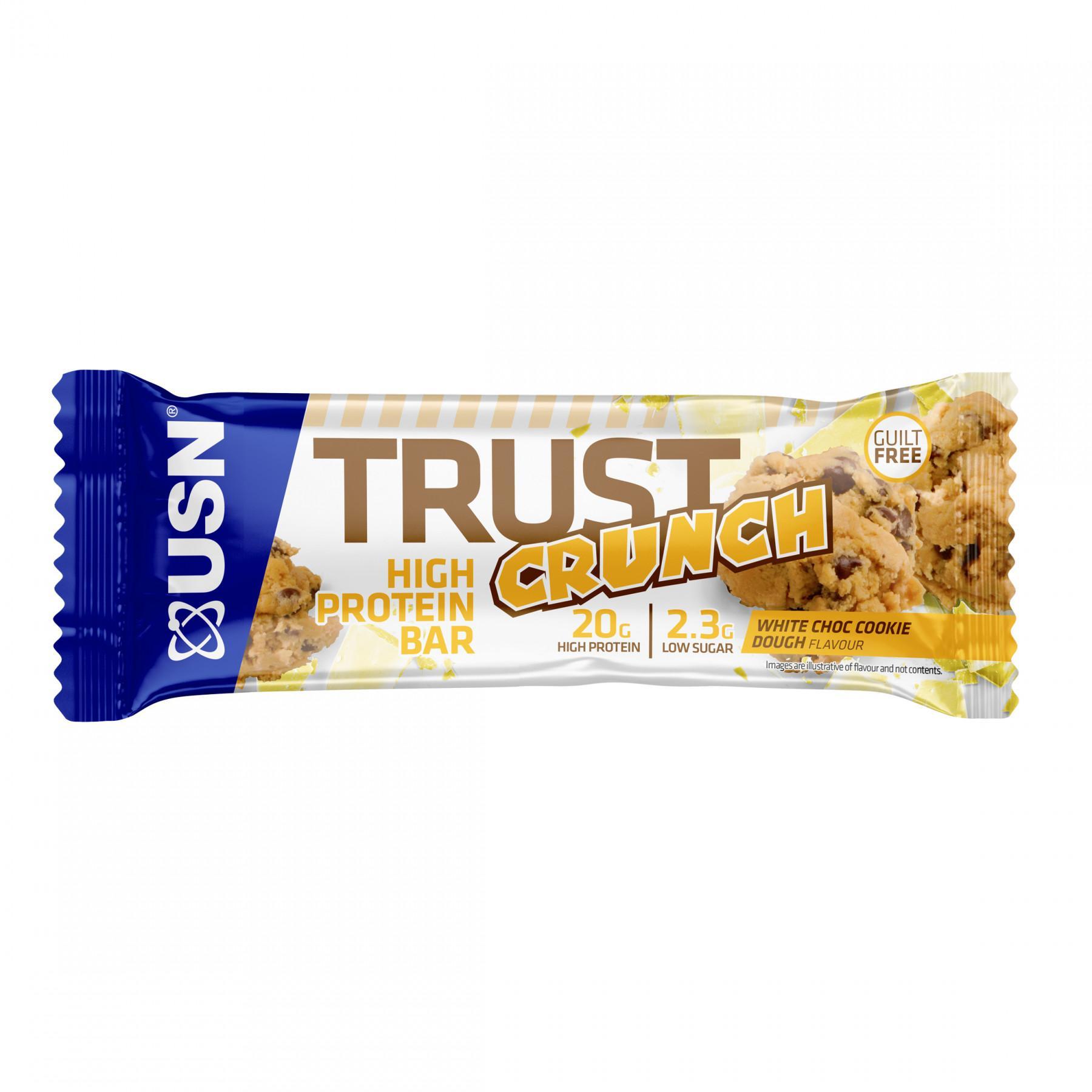 Paquete de 12 barras de confianza USN Crunch Chocolat Blanc Cookies 60g